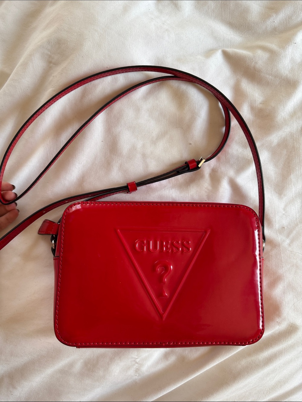 GUESS Red Patent Logo Crossbody Bag